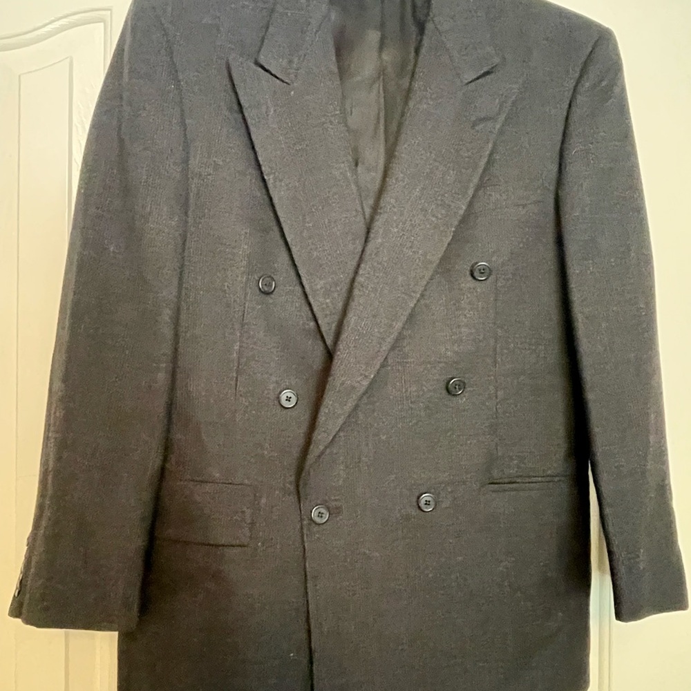 Sophisticated Men's Double-Breasted Blazer in Charcoal and matching suit pants